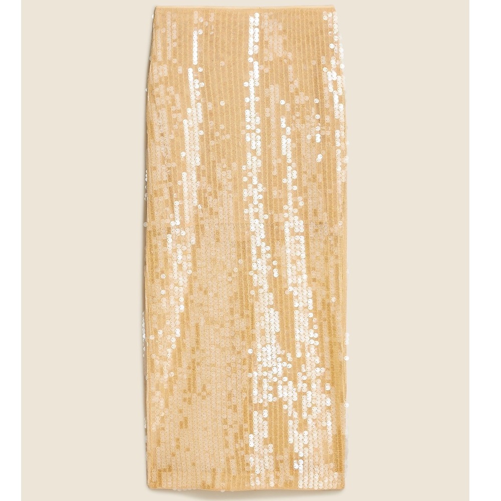 NWT J. Crew Collection Layered Sequin Midi Skirt Gold Mesh - 12